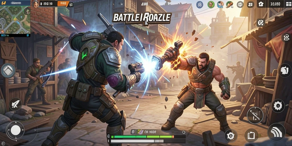 Screenshot menunjukkan aksi seru di tengah pertempuran Battle Royale.