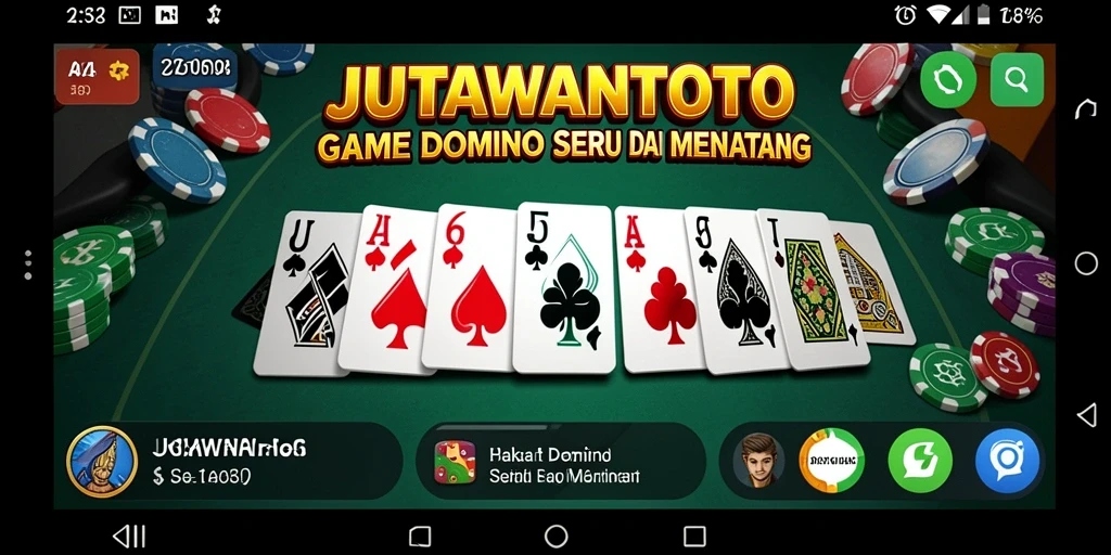 Tampilan gameplay seru di JUTAWANTOTO dengan tema Domino.