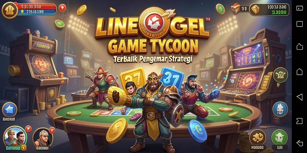 Tampilan gameplay seru dari LINETOGEL dengan elemen bisnis Tycoon.
