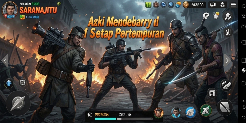 Screenshot gameplay SARANAJITU menampilkan aksi pertempuran yang mendebarkan.