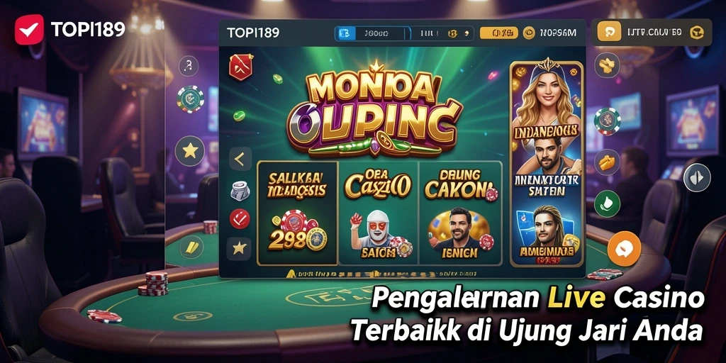 Tampilan gameplay Live Casino yang mendebarkan di TOPI189.